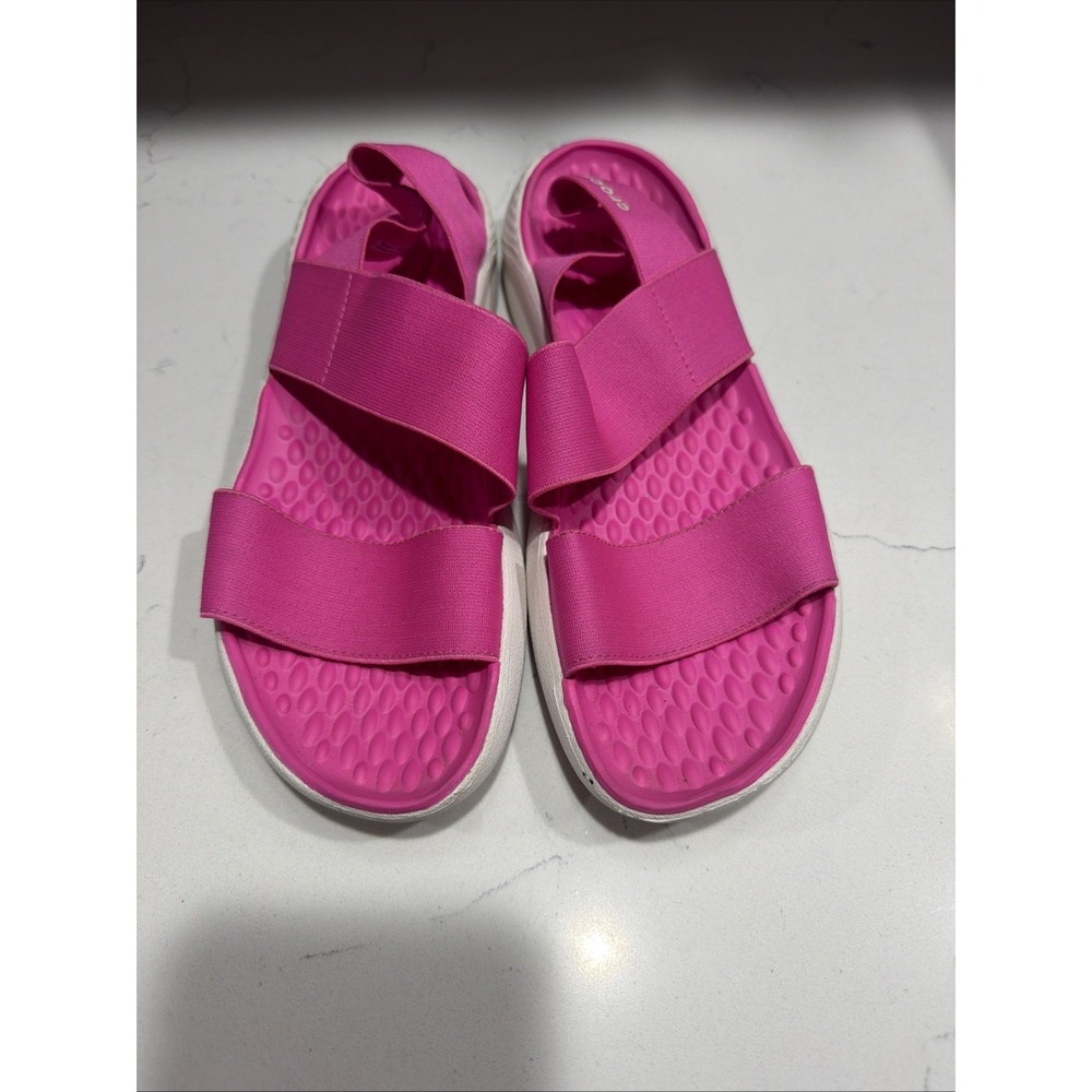 Crocs Women's LiteRide Stretch Comfy Sandals Electric Hot Pink Size US7